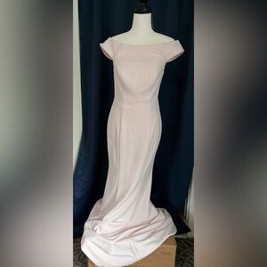 AZAZIE formal gown/ size A4/ blushing pink/ off shoulder/fully lined/back zipper